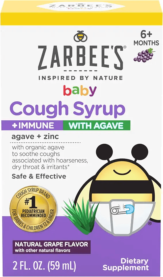Zarbee's Baby Cough Syrup + Immune with Organic Agave + Zinc; Natural Grape Flavor; for…: Hero Images