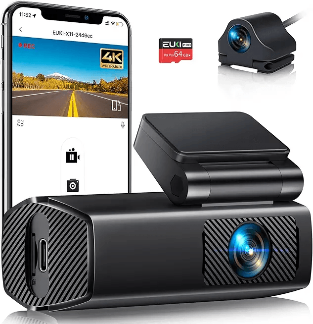 EUKI 4K Dash Cam Front and Rear with WiFi: Hero Images