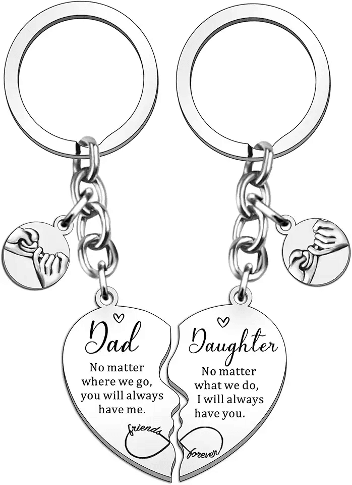 HULALA 2 Pcs Dad And Daughter Heart Matching Keyring Keychain Set Gifts For Dad Daddy…: Hero Images