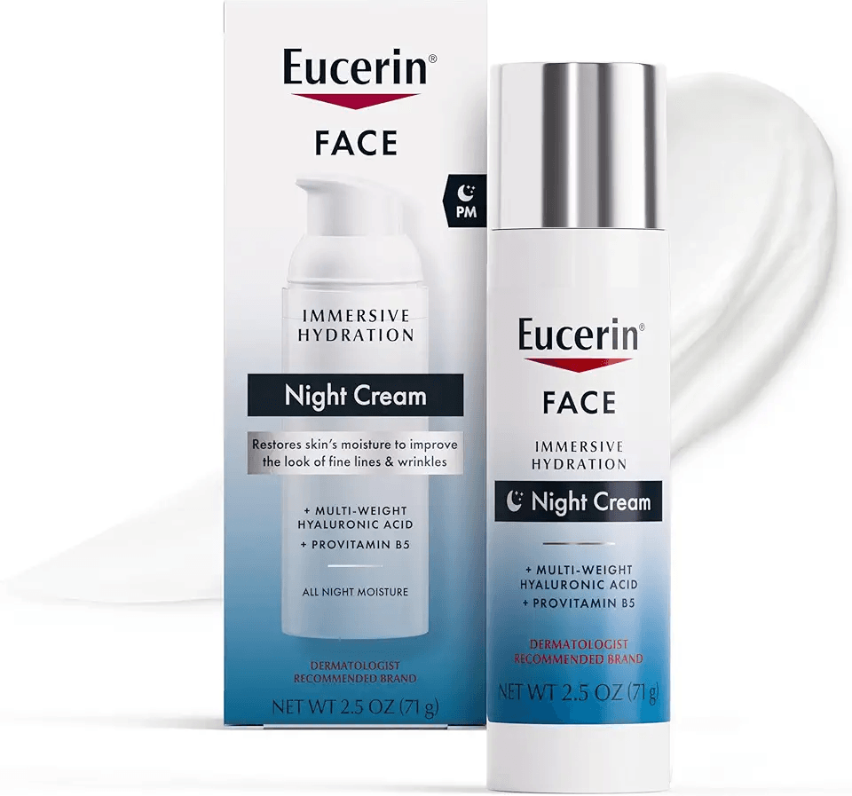 Eucerin Face Immersive Hydration Night Cream with Hyaluronic Acid and Provitamin B5: Hero Images