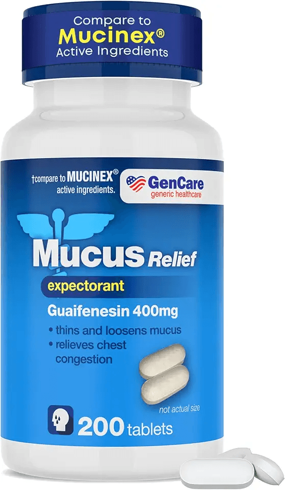 GenCare Mucus Relief Expectorant Guaifenesin 400 mg 200 Tablets Value Pack: Hero Images
