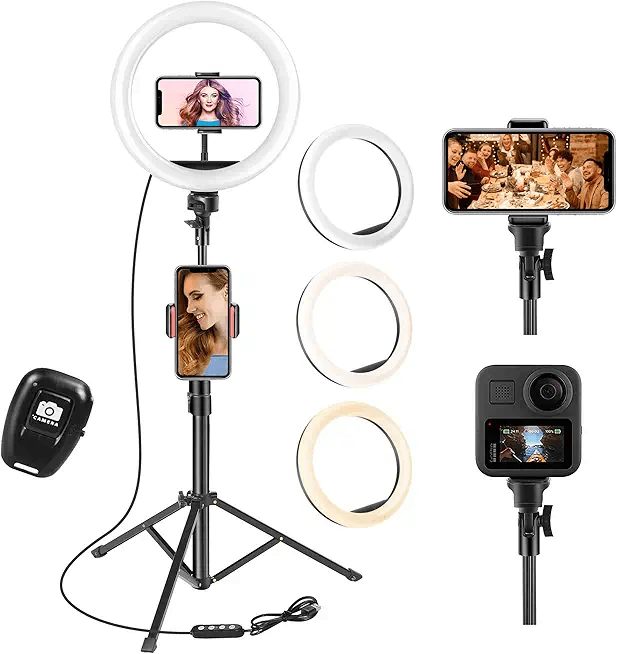 UPhitnis 10" Ring Light with Tripod Stand & Phone Holder: Hero Images