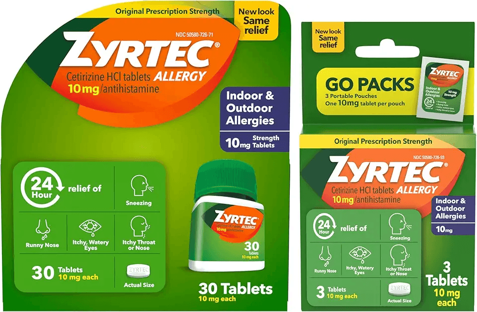 Zyrtec 24 Hour Allergy Relief Tablets: Hero Images