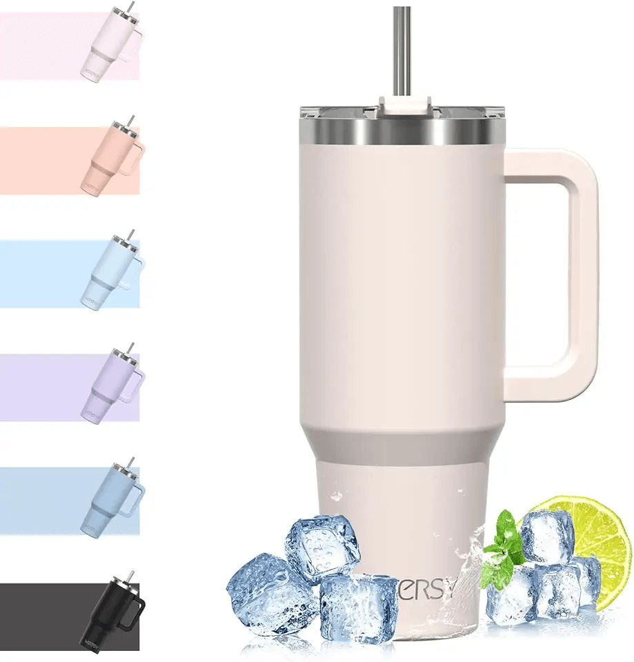 WATERSY Travel Mug Coffee Cup 40oz Tumbler Straw Lid and Handle: Hero Images