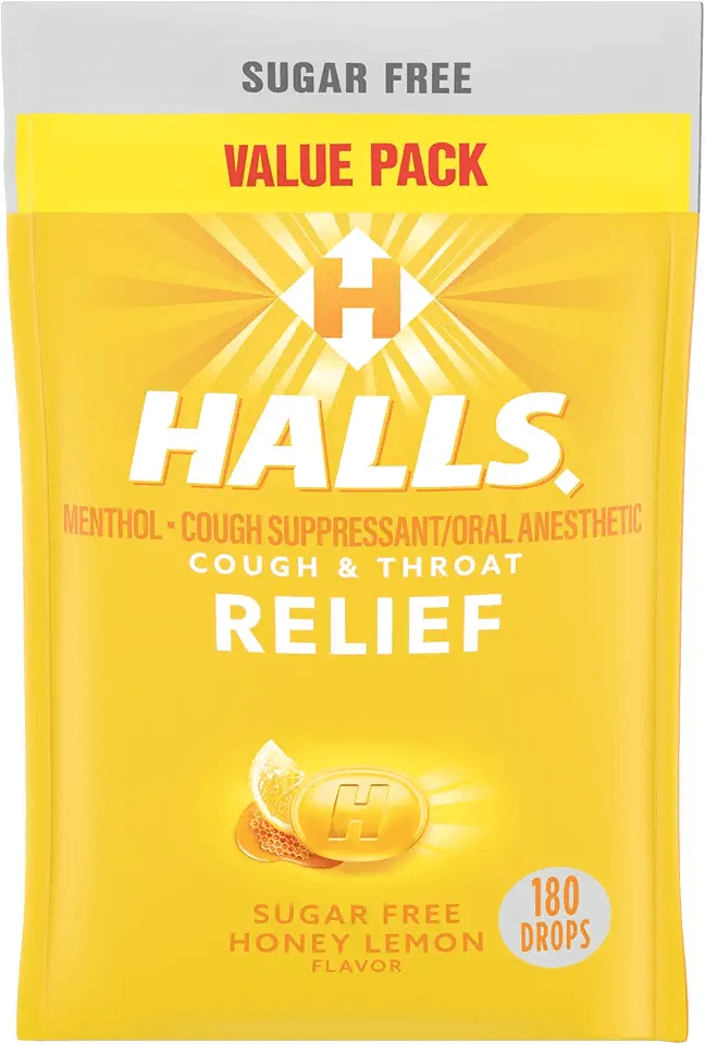 HALLS Relief Honey Lemon Sugar Free Cough Drops: Hero Images