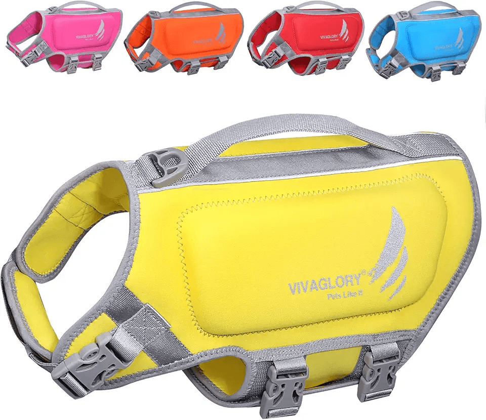VIVAGLORY Lightweight Neoprene Dog Life Jackets Pet Life Preserver Skin-Friendly Life…: Hero Images