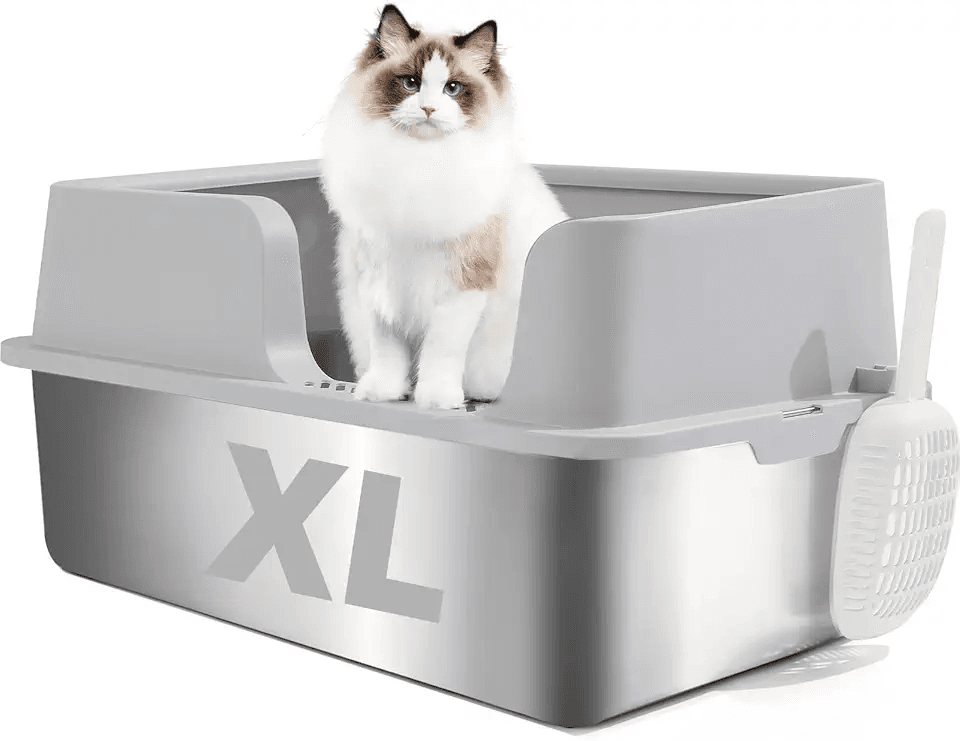 FURRYPAWS XL Stainless Steel Cat Litter Tray: Hero Images