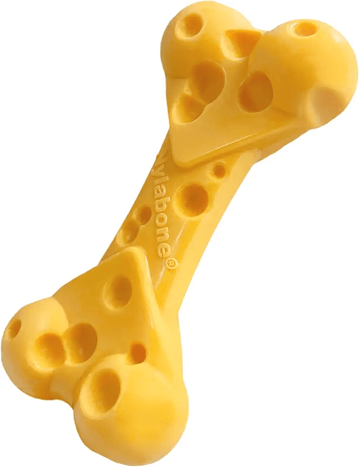 Nylabone Extreme Tough Dog Chew Toy Cheese Bone: Hero Images