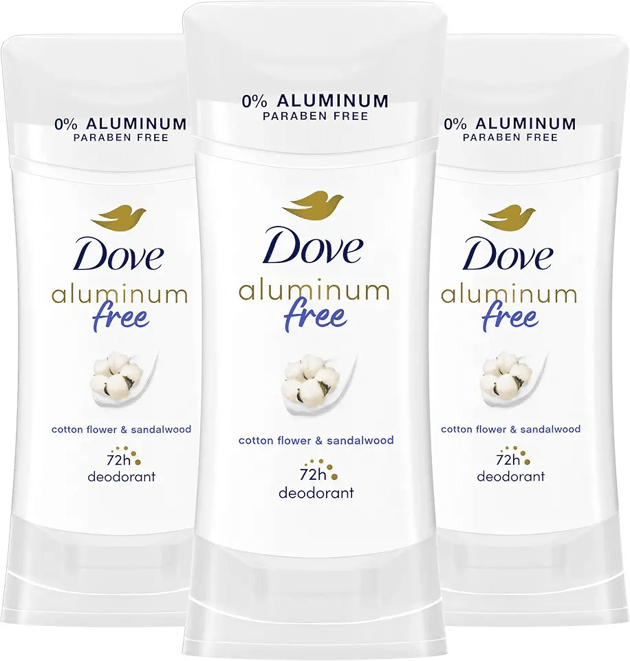 Dove Aluminum Free Deodorant for Women 3 Count Cotton Flower & Sandalwood 72 hour odor…: Hero Images
