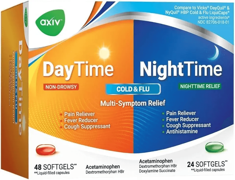 AXIV Day & Night Cold & Flu Medicine Combo Pack Softgels: Hero Images
