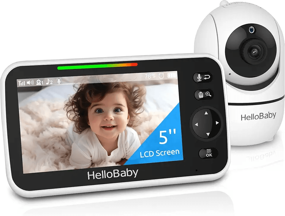 HelloBaby No WiFi Baby Monitor 5" Screen 30-Hour Battery Pan-Tilt-Zoom Video Upgrade…: Hero Images