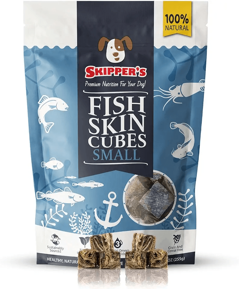 SKIPPER'S Fish Skin Jerky Cubes: Hero Images