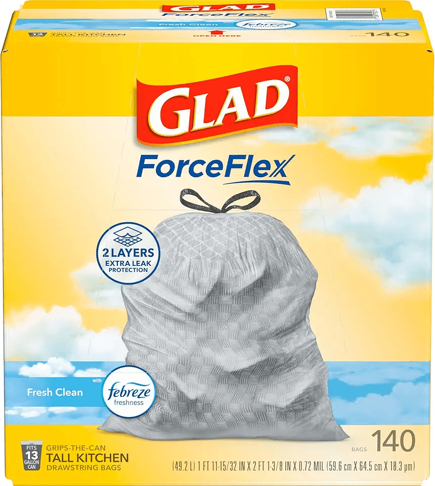 Glad ForceFlex 13 Gallon Tall Kitchen Trash Bags: Hero Images