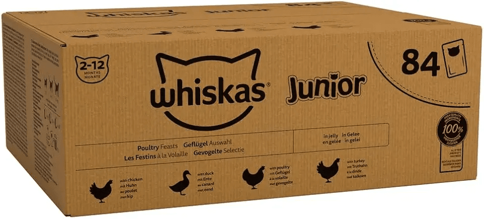 whiskas Junior Poultry Selection in Jelly 84 Pouches: Hero Images