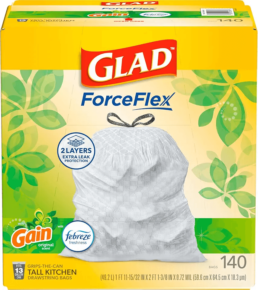 Glad ForceFlex 13 Gallon Tall Kitchen Trash Bags: Hero Images