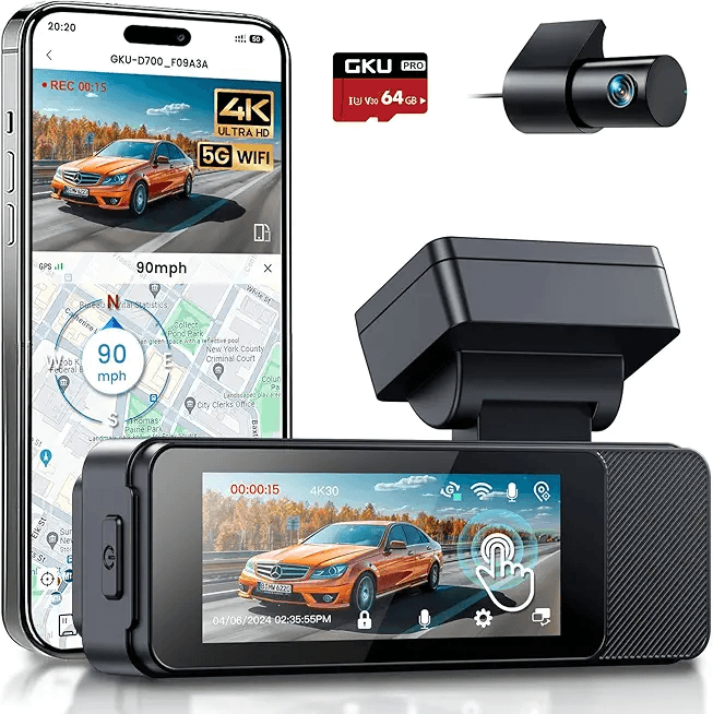 GKU 4K Dash Cam Front and Rear: Hero Images