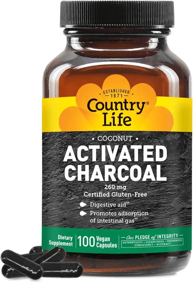 Country Life Coconut Activated Charcoal Capsules: Hero Images