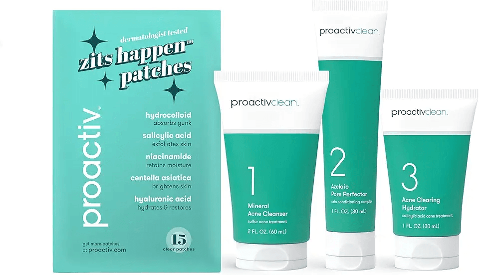 Proactiv Clean 3 Step Acne Routine w/ Pimple Patches- Sulfur Acne Treatment Cleanser: Hero Images