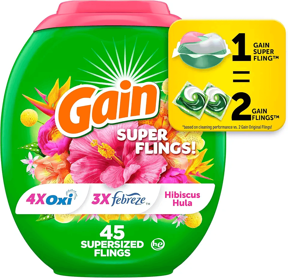 Gain Super Sized Flings Laundry Detergent Pacs: Hero Images