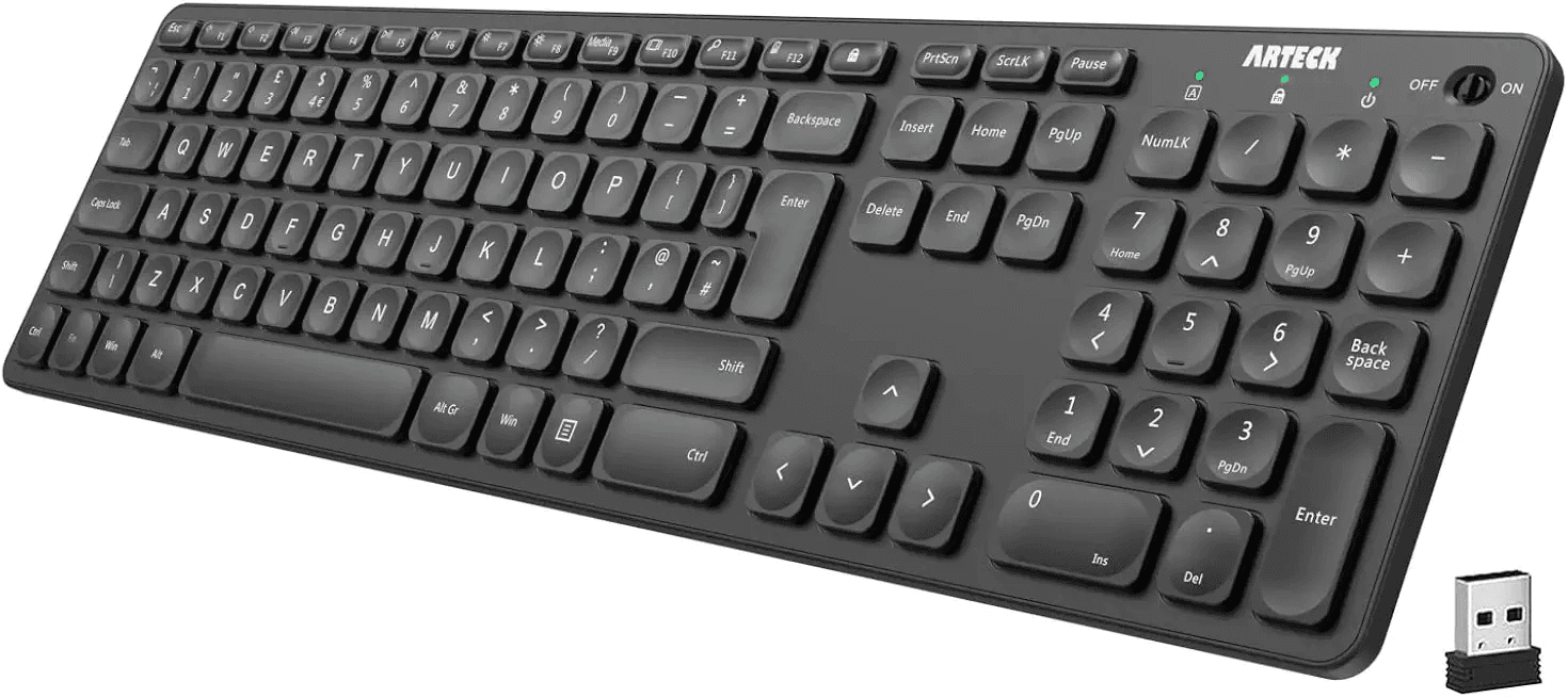 Arteck 2.4G Wireless Keyboard Ultra Slim Full Size Keyboard with Numeric Keypad and…: Hero Images