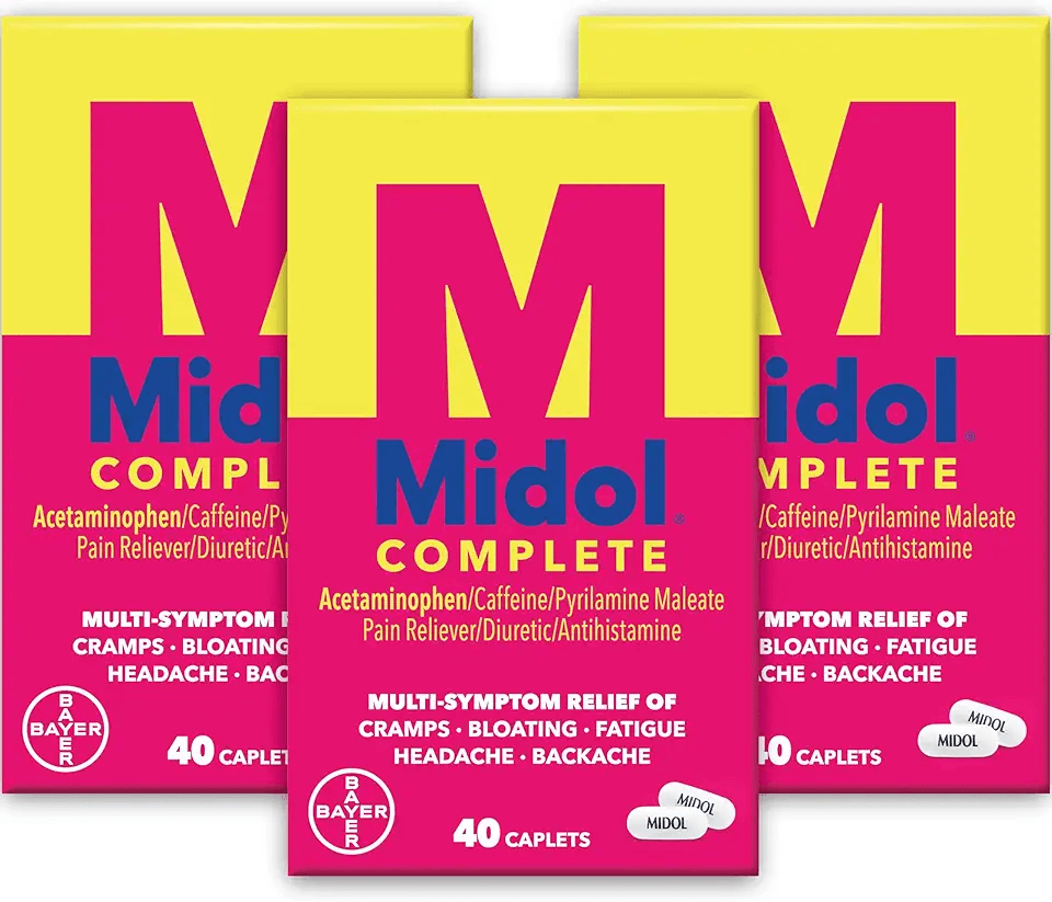 Midol Complete Menstrual Pain Relief Caplets with Acetaminophen for Period Cramps: Hero Images