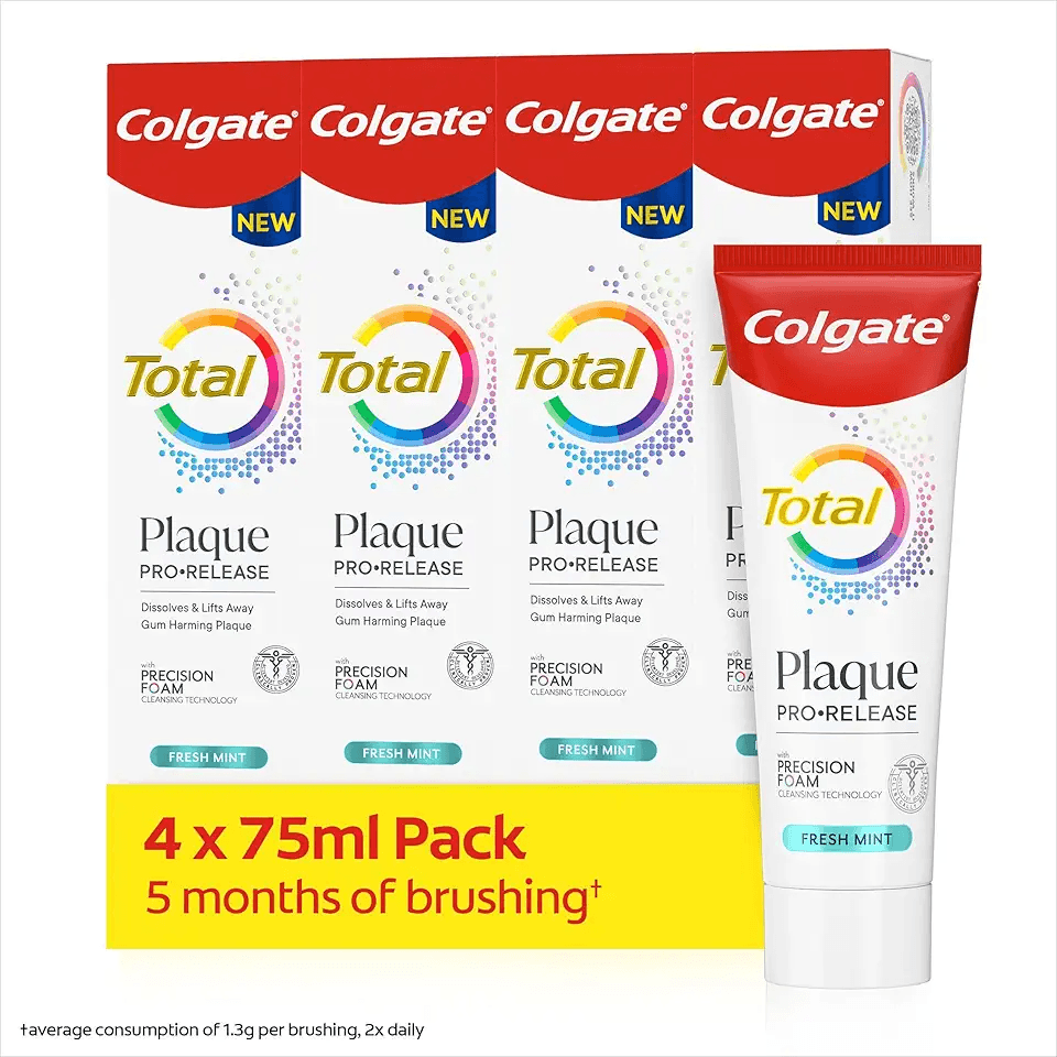 Colgate total Plaque Pro-Release Fresh Mint Toothpaste 75ml X4: Hero Images