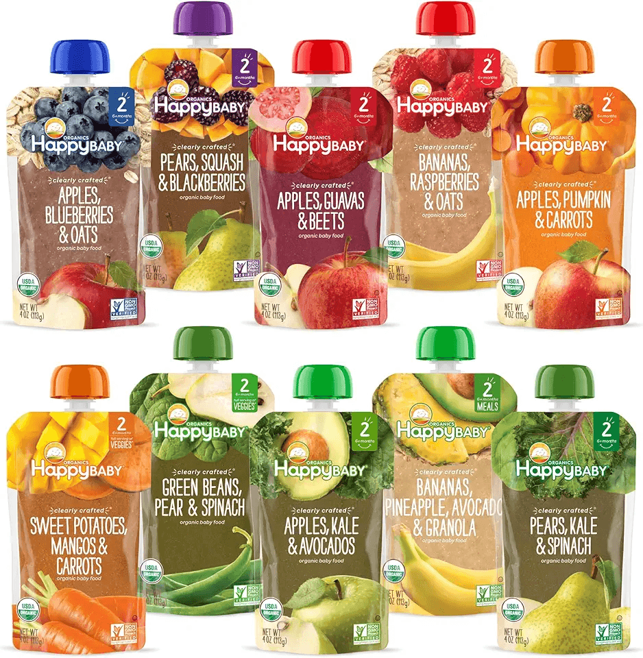Happy Baby Organics Stage 2 Baby Food Pouches: Hero Images
