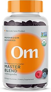 Showcases the retail packaging and branding of the mushroom supplement product.