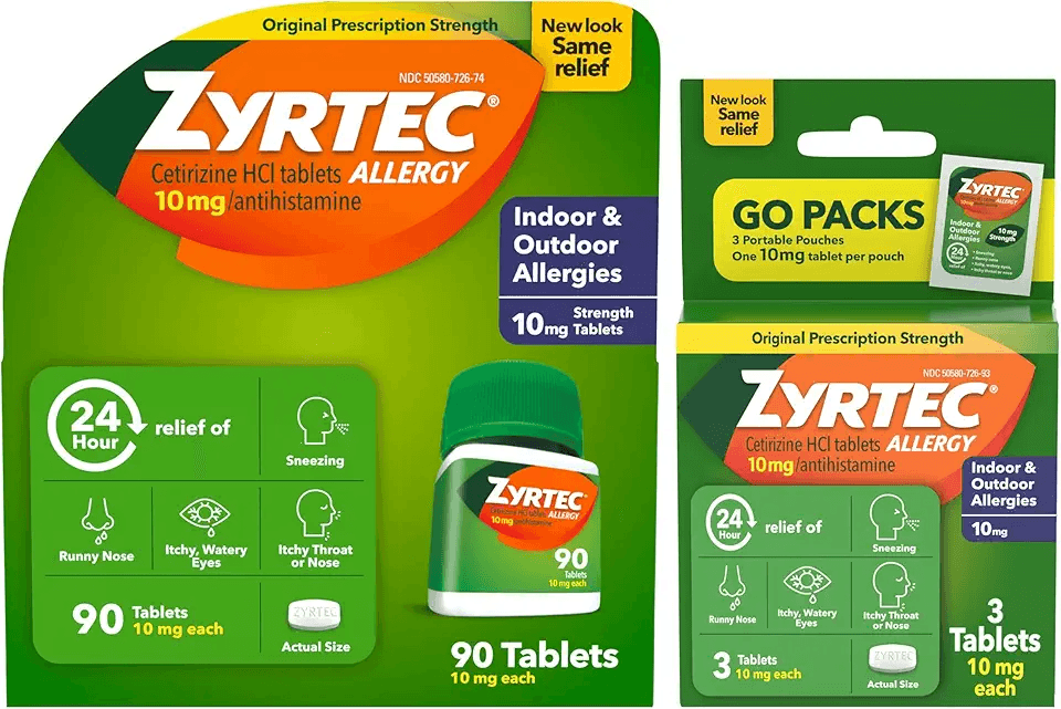 Zyrtec 24 Hour Allergy Relief Tablets: Hero Images