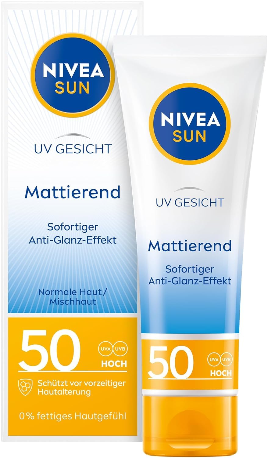 NIVEA SUN UV Face Mattifying Sun Protection SPF 50 (50 ml): Hero Images