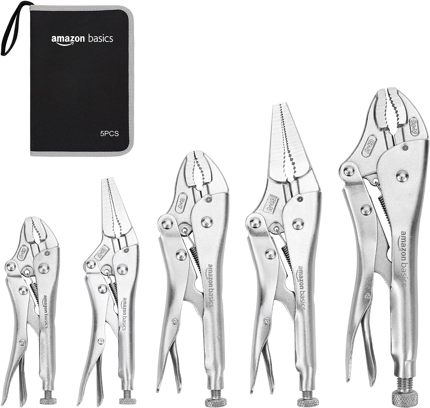 Amazon Basics 5-Piece CR-V Locking Pliers and Wire Cutters Set with Carrying Case: Hero Images