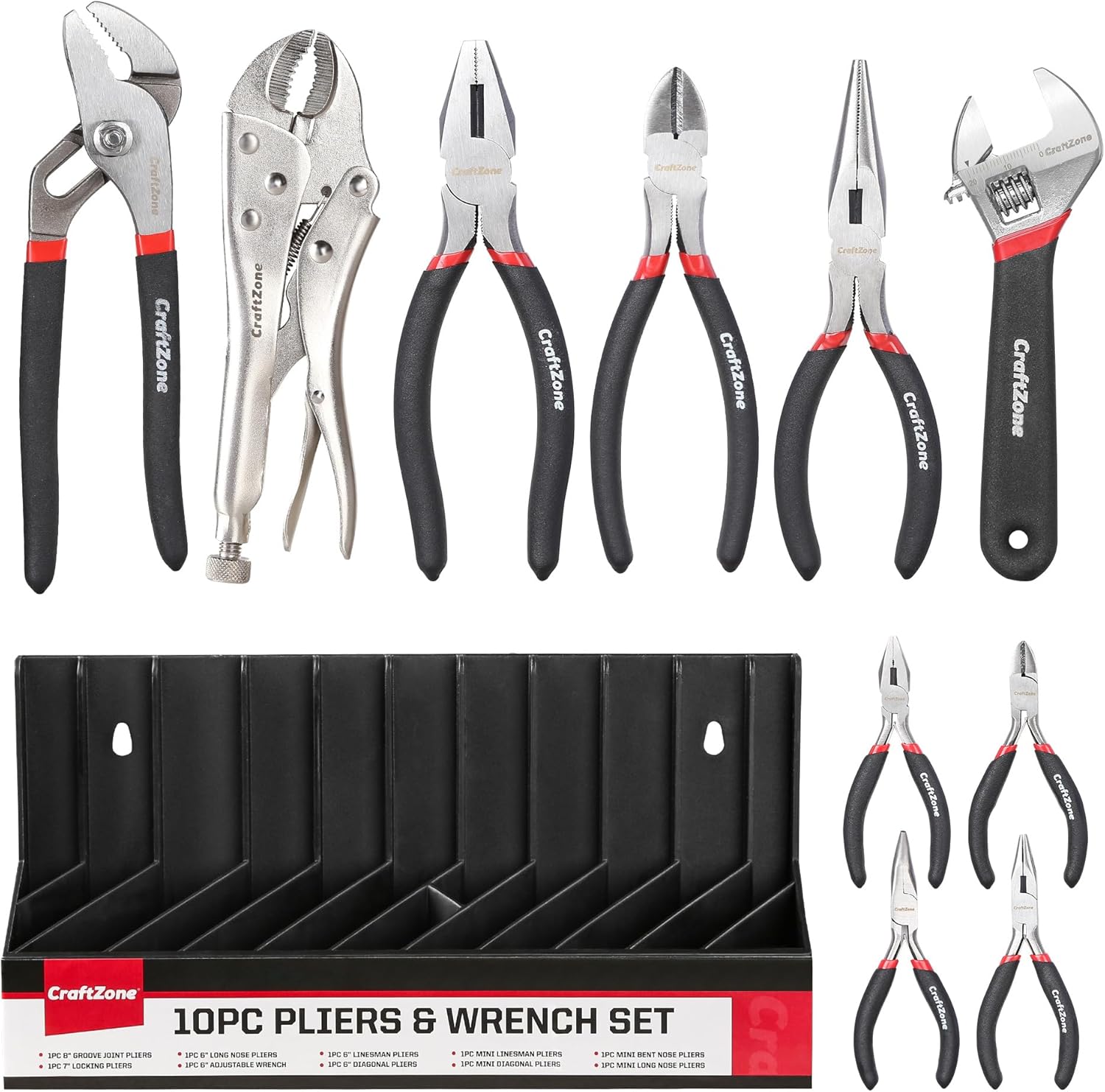 Hero Images for 10PC Pliers and Wrench Set with Storage Rack