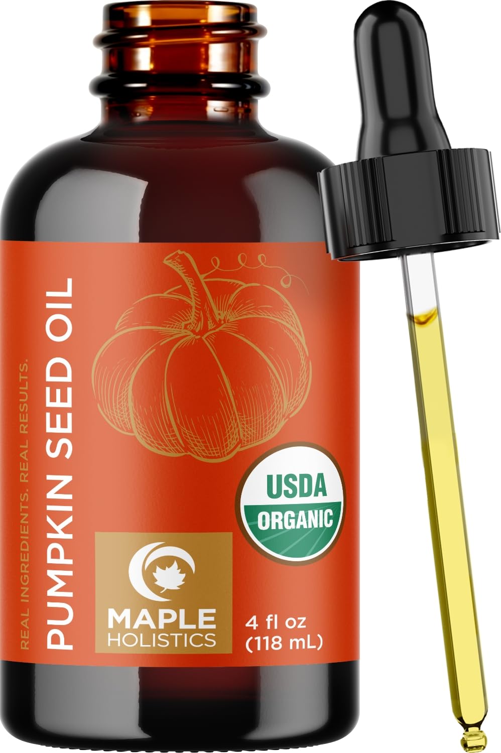 Showcases the product packaging and branding to highlight its organic certification and brand identity.