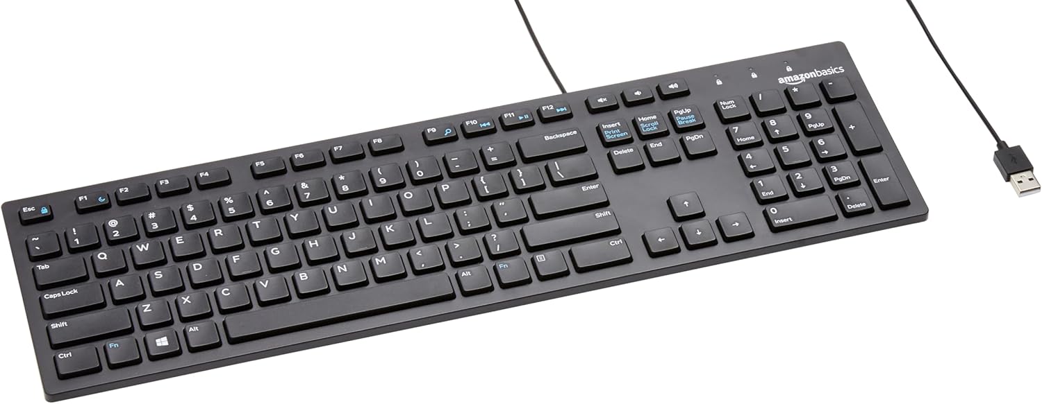Showcases the product itself, a wired computer keyboard, against a plain white background to allow buyers to clearly see its design and features.