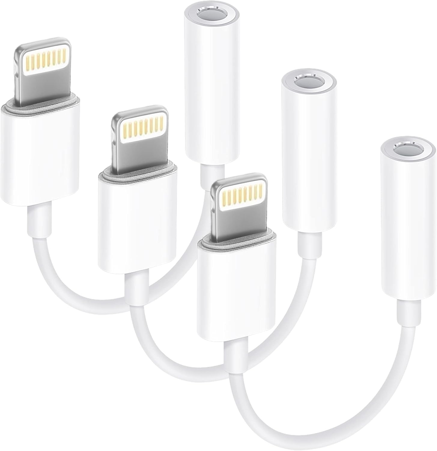 Showcases the different cable length options available for this Lightning to USB adapter.
