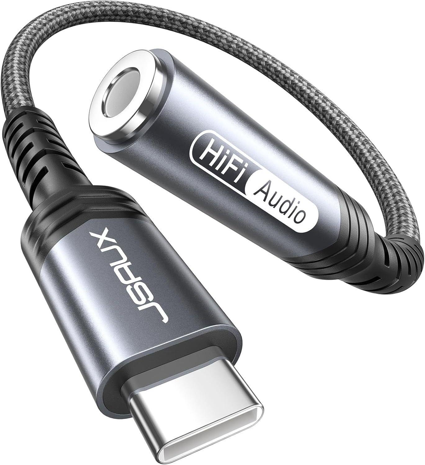 Showcases the product's premium build quality and braided cable design to highlight its durability and high-end construction.