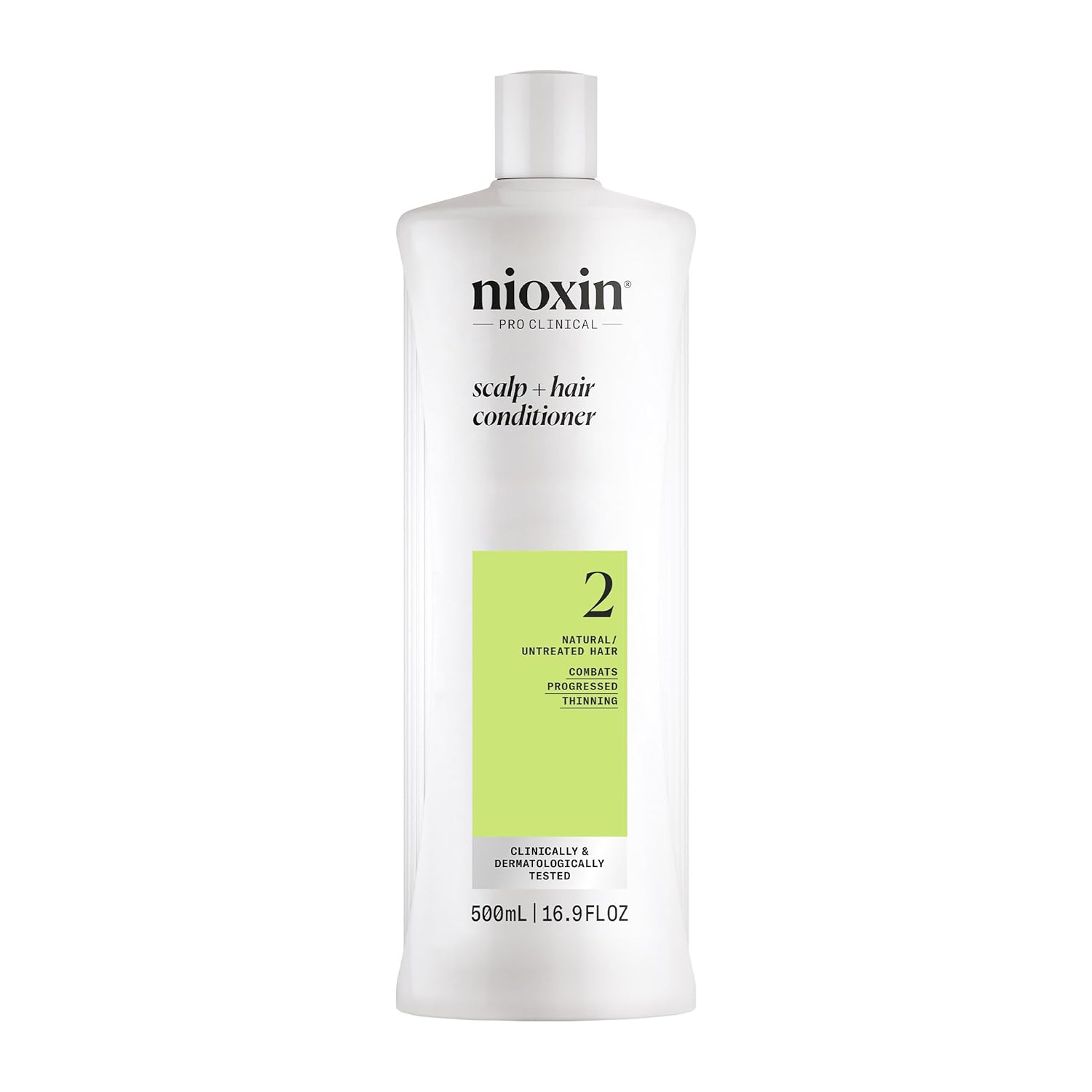 Showcases the product bottle and highlights that it is formulated for natural, untreated hair.