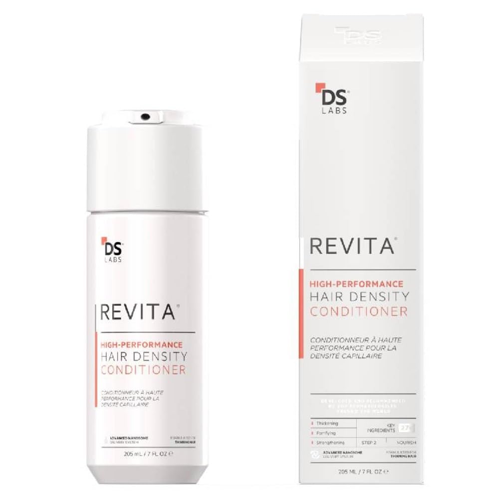 Shows the product packaging and bottle to communicate the brand identity and contents of the hair conditioner.
