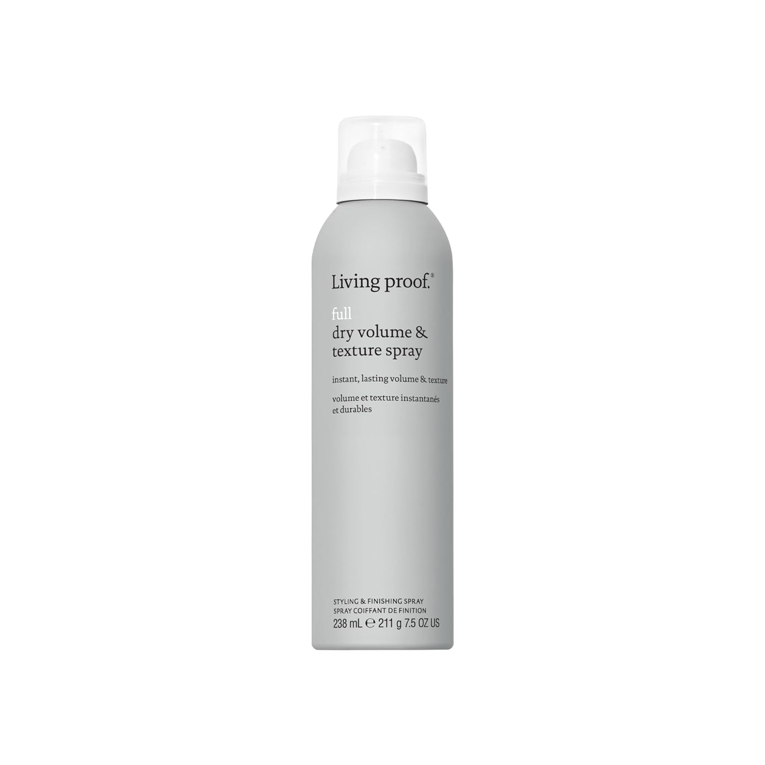 Showcases the product packaging and highlights its key benefit of providing instant, lasting volume and texture to hair.