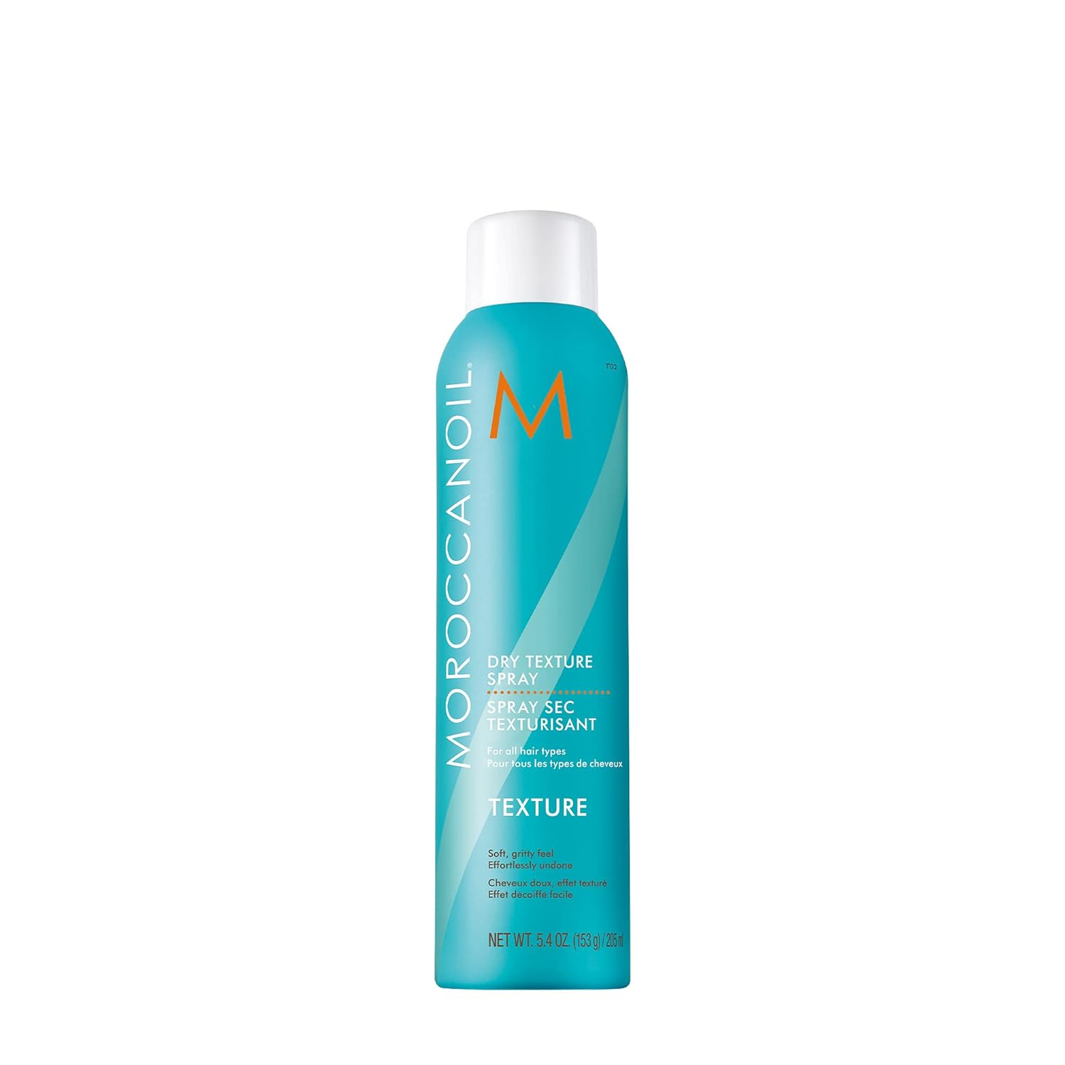 Showcases the product packaging and highlights the key benefit of providing dry texture and volume to hair.