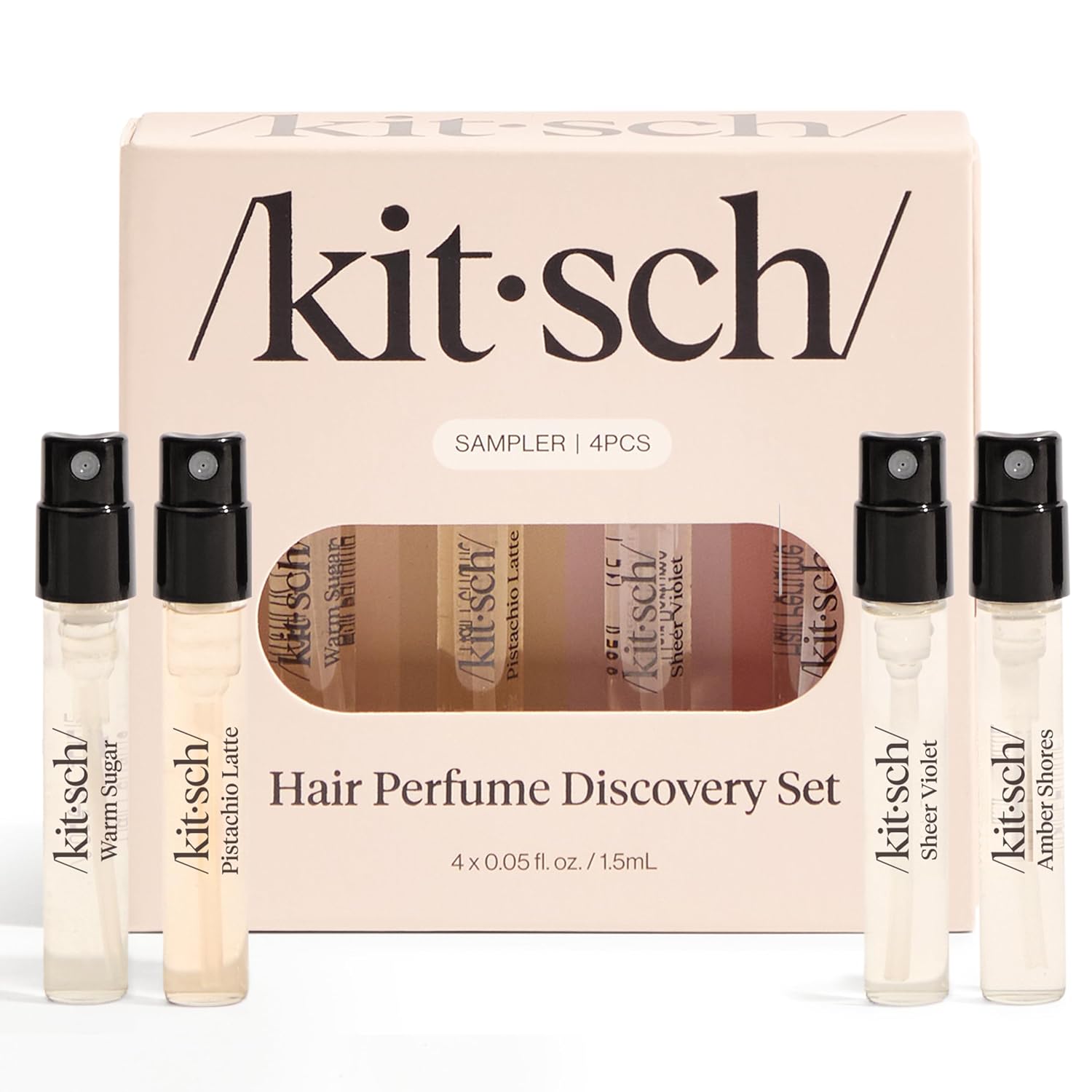 Showcases the product packaging and variety of scents/flavors included in the sample set to entice customers to try the different options.