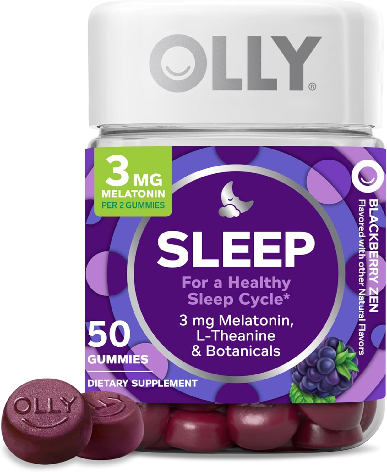 Showcases the product packaging and highlights the key ingredients and benefits for promoting healthy sleep.
