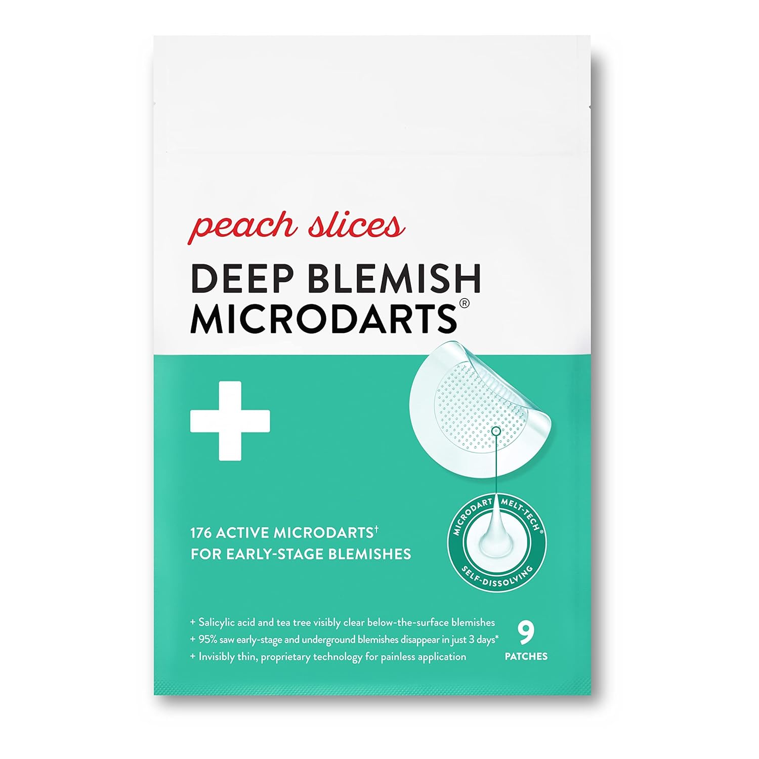 Showcases the product packaging to clearly communicate what the item is and its primary use for treating blemishes.