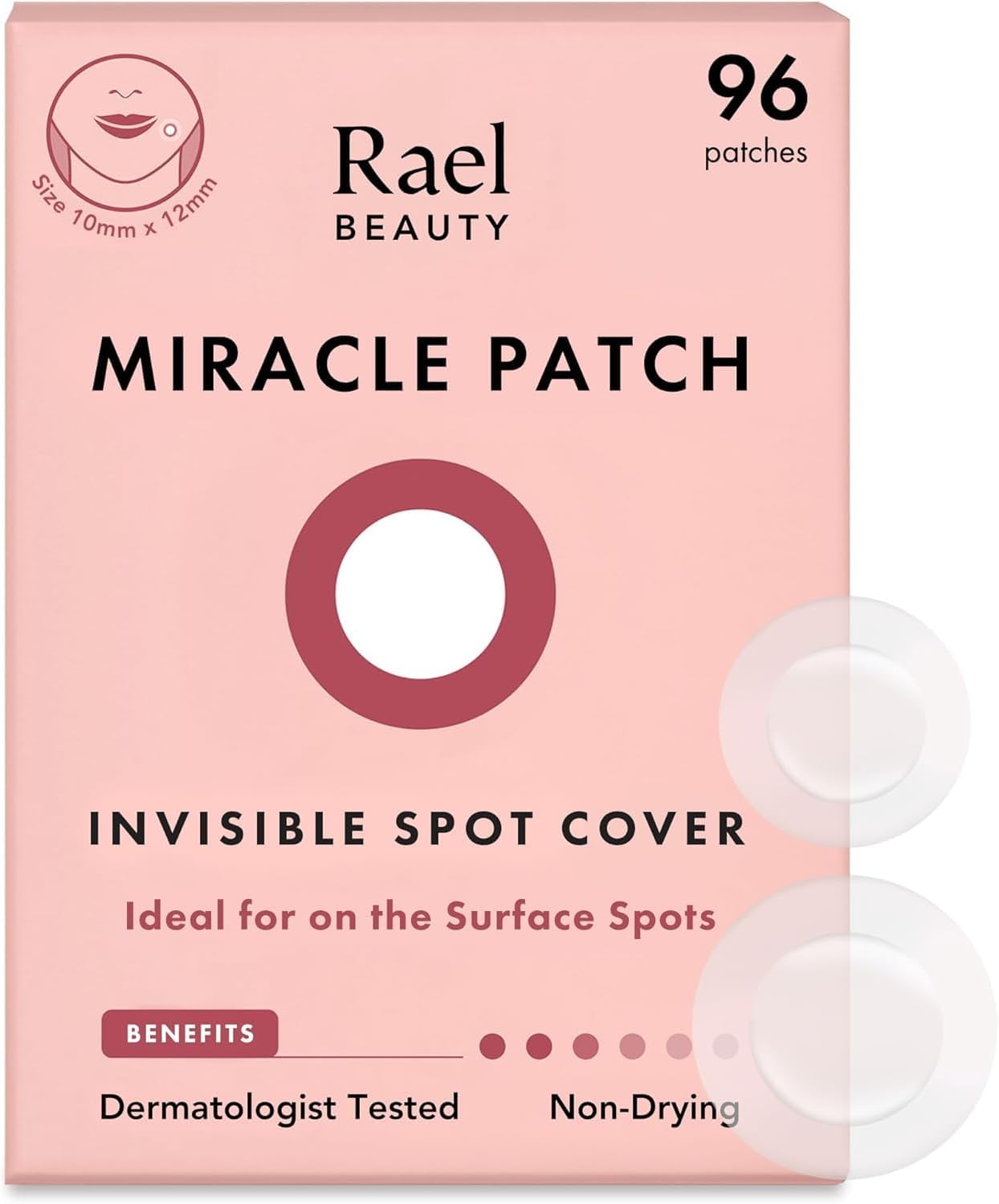 Showcases the product packaging and highlights key features like patch count and intended use.
