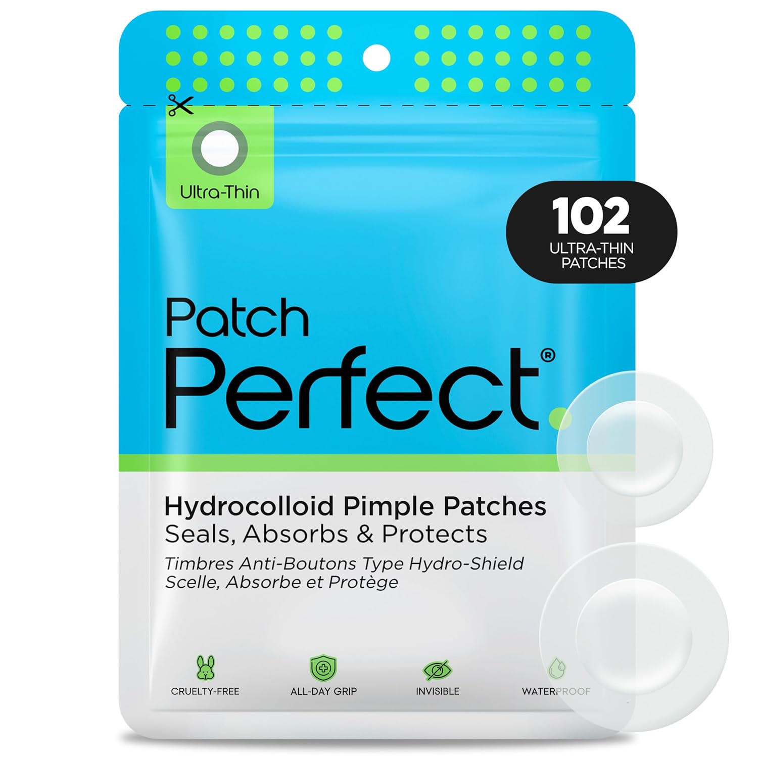 Showcases the product packaging and highlights the key features of the pimple patches, including quantity and benefits. Displays the product's packaging to inform customers about the brand and how…