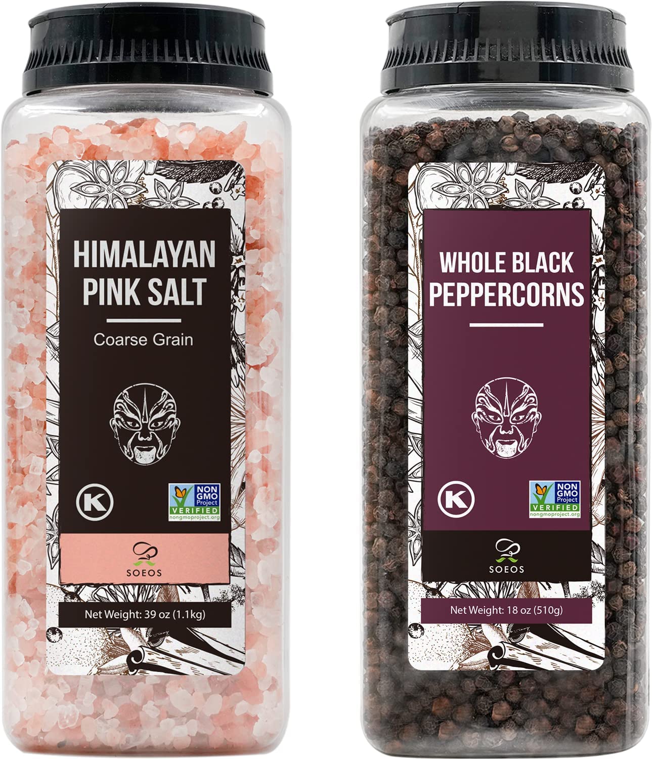 Showcases two complementary spice products side-by-side to encourage purchase of the set. Displays the products in their retail packaging to highlight quality and quantity of contents.