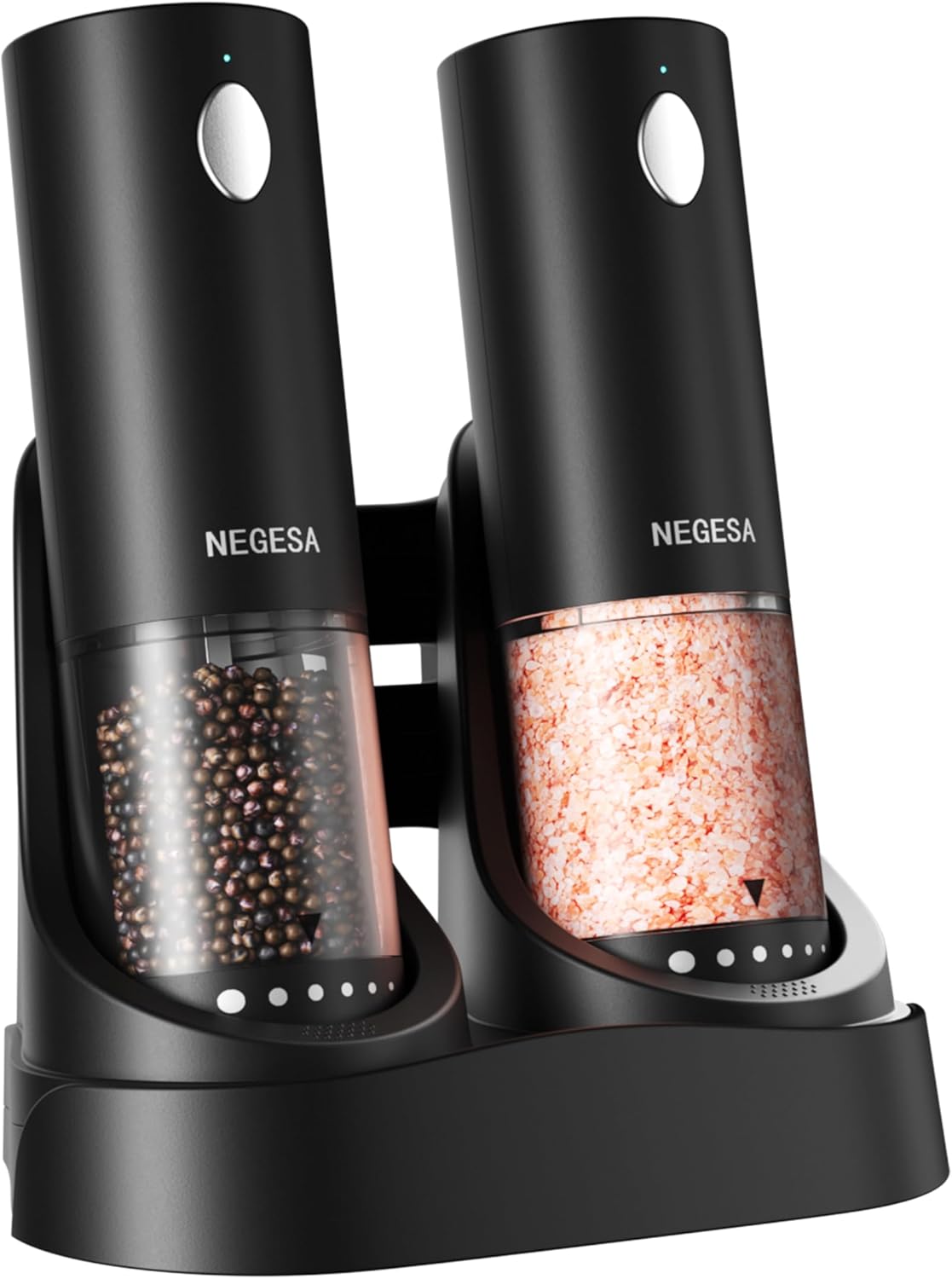 Electric Salt and Pepper Grinder Set with Rechargeable Base: Hero Images