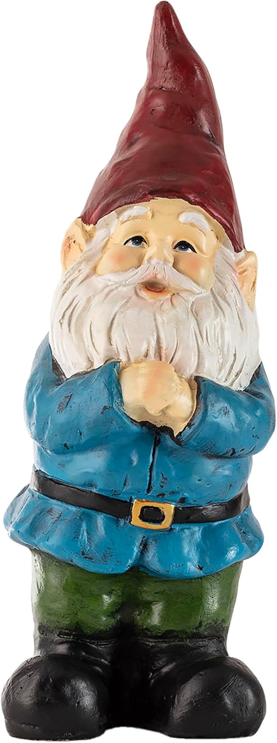 Showcases the detailed design and colorful appearance of the garden gnome product.