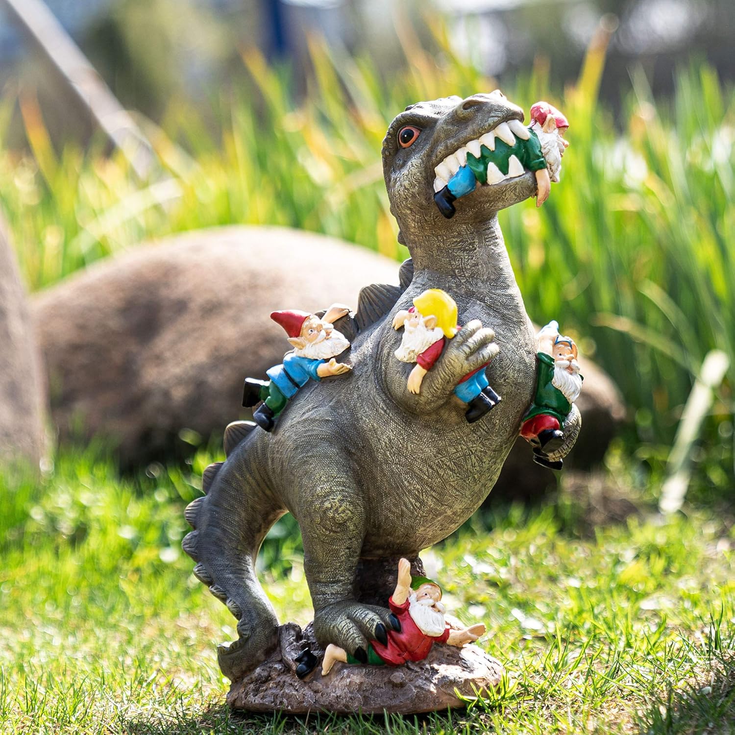 Showcases a unique and humorous garden ornament to appeal to customers looking for quirky outdoor decorations.
