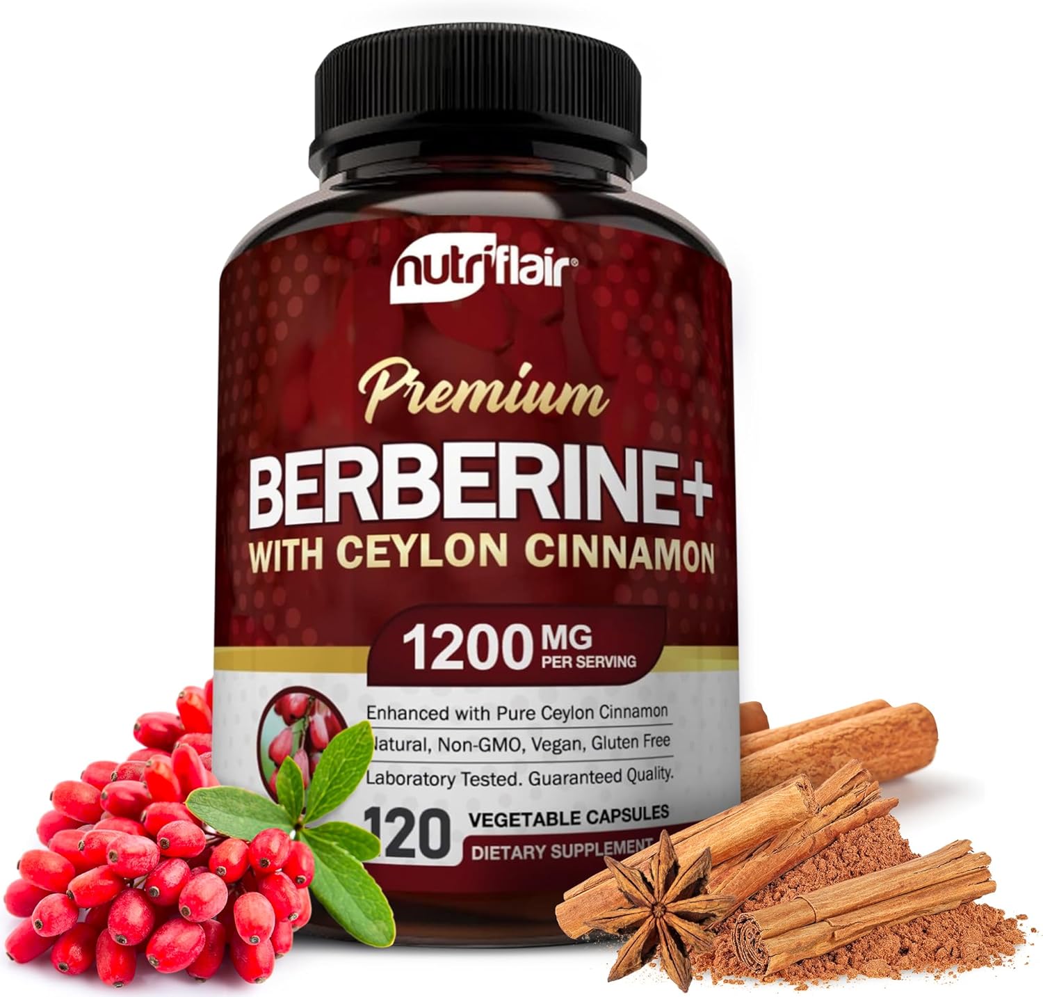 Showcases the product packaging and key ingredients to inform customers about the supplement's contents and quality.